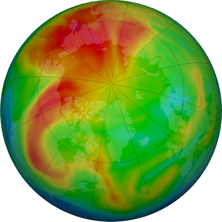 Arctic ozone map for 13 January 2024